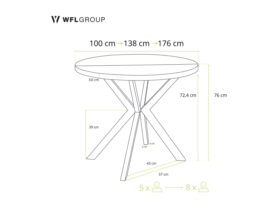 Table à Manger Extensible Ronde - Table Style Loft Avec Doré Pieds En Métal - 100 à 180 Cm - Table Ronde Style Industriel Pour Le Salon - Compacte - 100 Cm - Marbre
