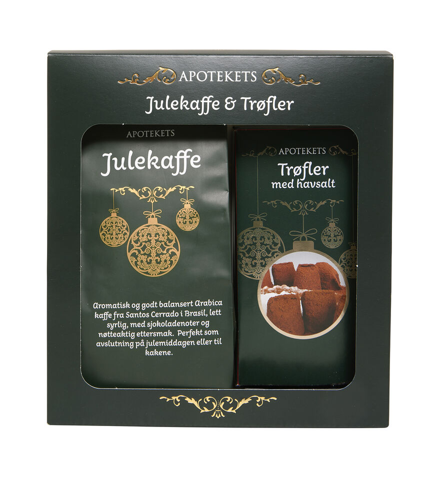 Apotekets gavesett julekaffe og trøfler med havsalt