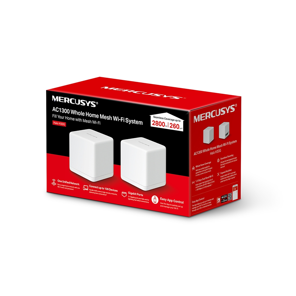 SISTEMA MESH WIFI MERCUSYS AC 1300 HALO H30G(2-PACK)