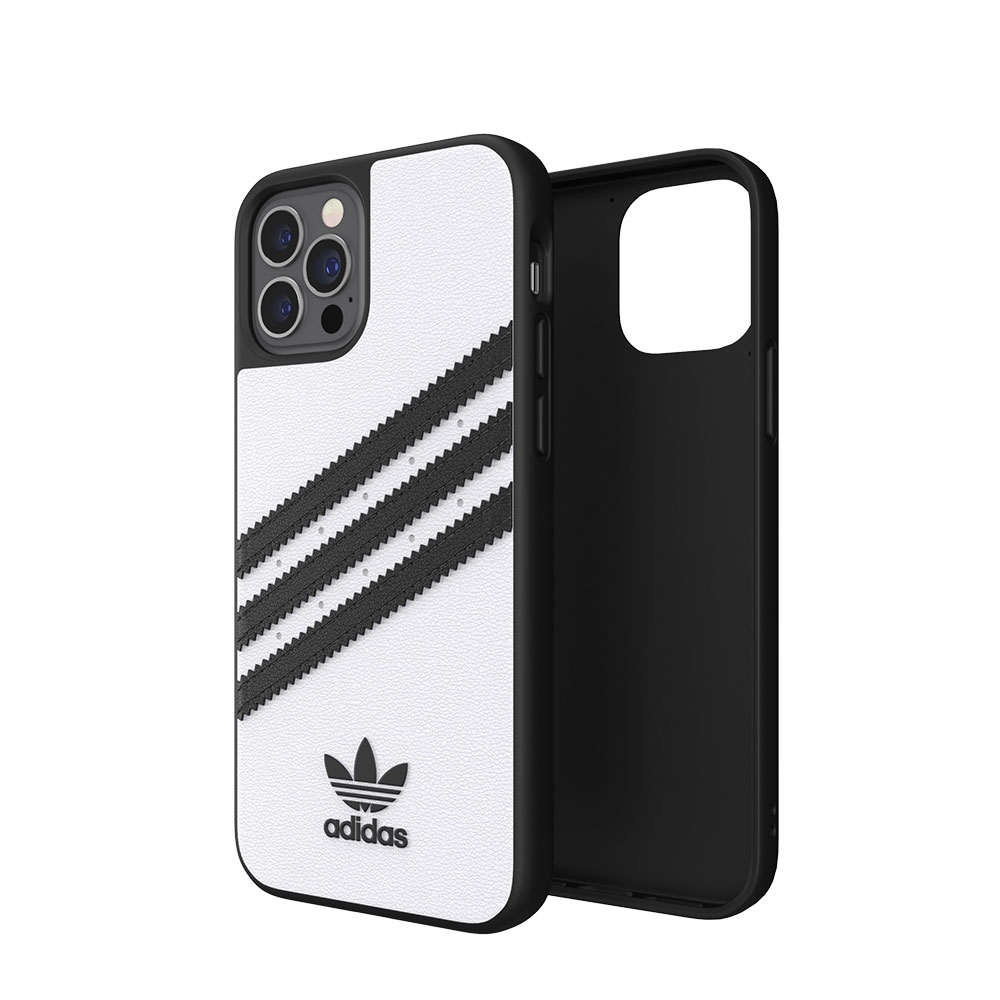 iPhone 12 / iPhone 12 Pro Moulded Snap Case PU Leder Hülle - Weiss / Schwarz