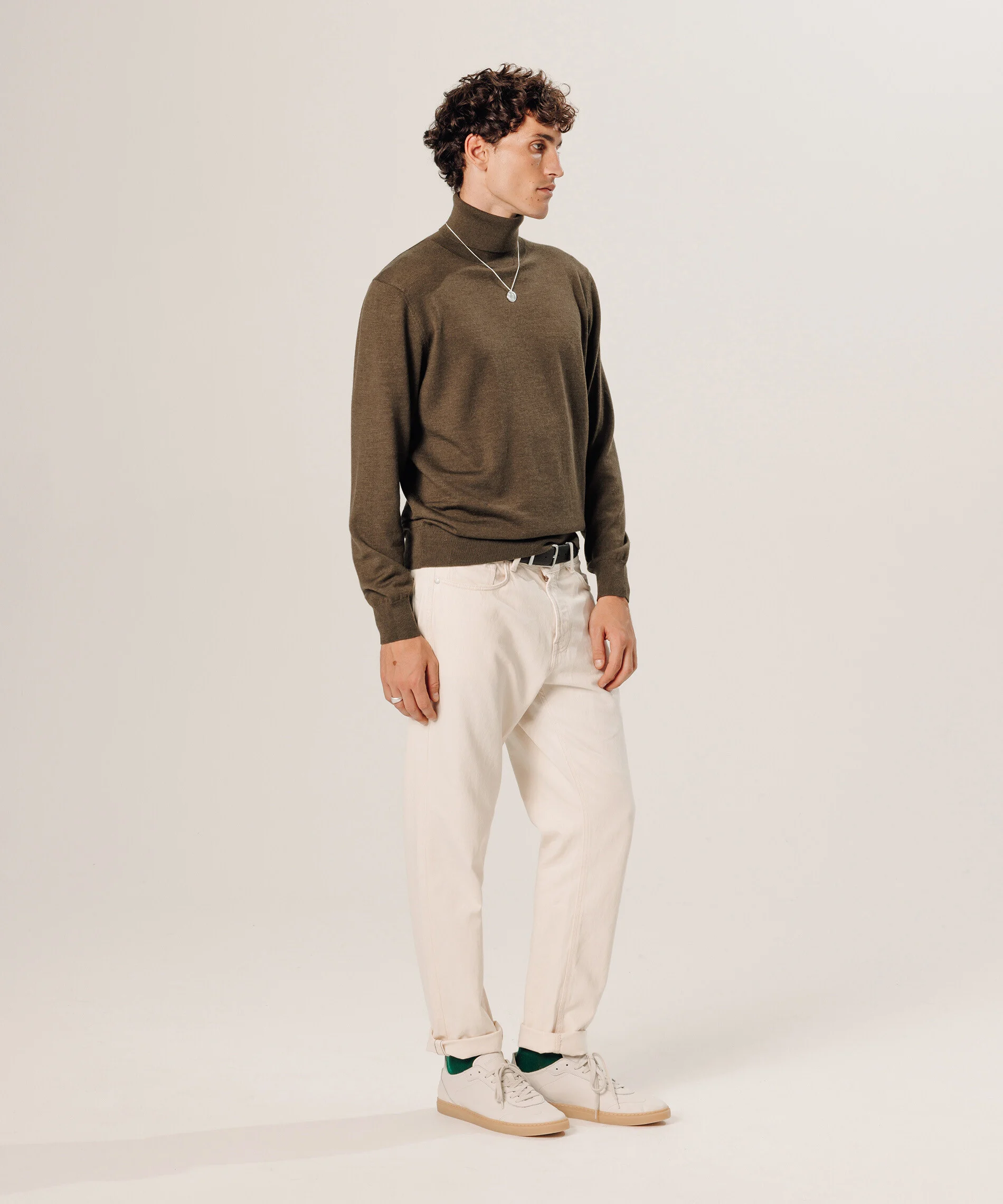 Pull col roulé en laine mérinos | Marron