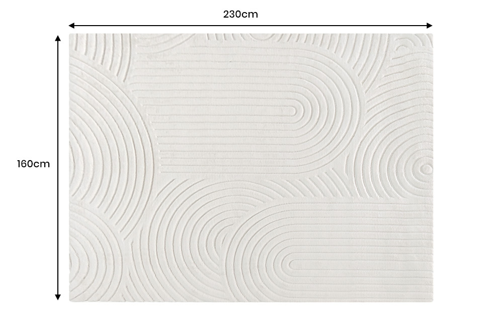 Moderner Teppich ART DECO 230x160cm beige creme Kurzflor Indoor Hoch-Tief-Effekt
