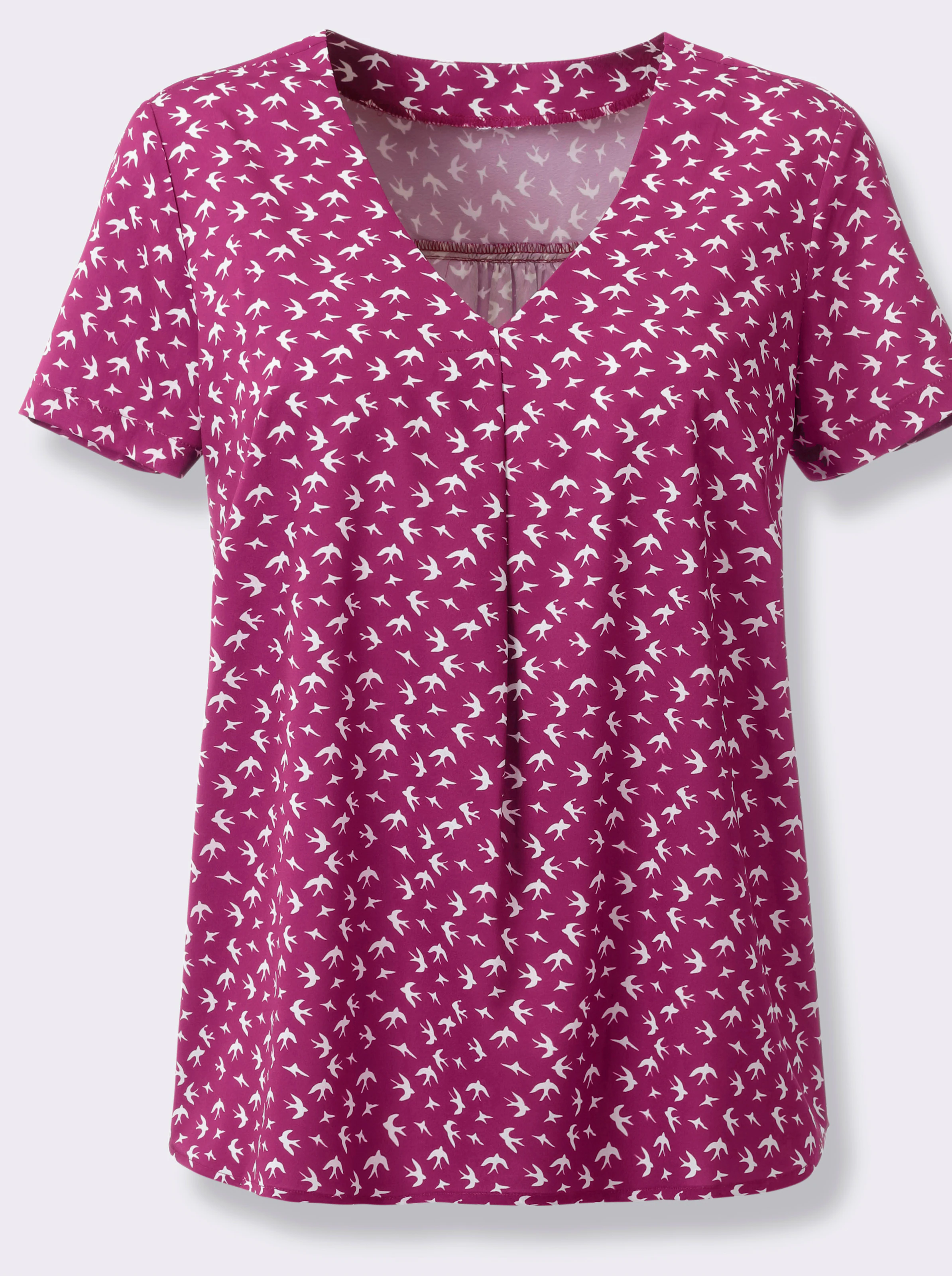 Schlupf-Bluse mit Schwalben-Print allover