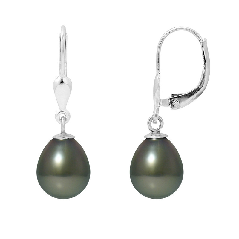 Boucles d'Oreilles Pendantes Perles de Tahiti et Argent 925/1000