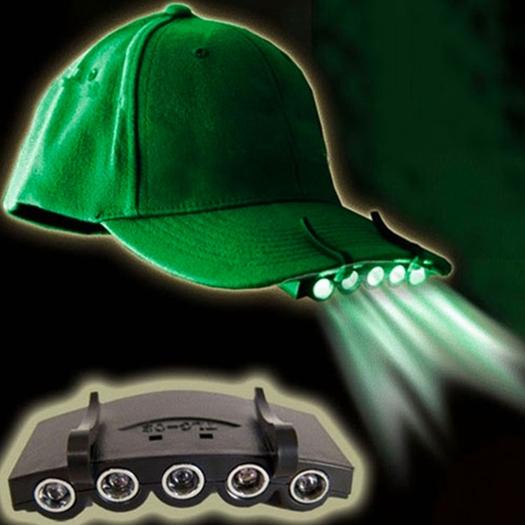 Ansteckbare 5 LED's Mützen Stirnlampe Taschenlampe zum Anklippen Cap Light
