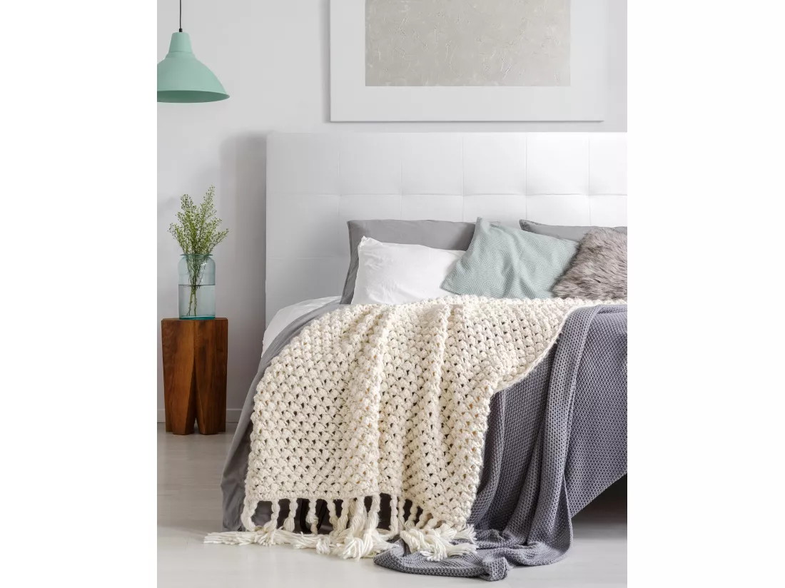 Tête de lit similicuir capitonnée blanche 200x80cm - NIEMI - DECOWOOD
