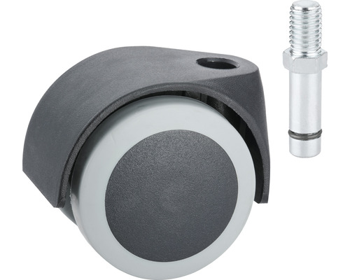 Tarrox bureaustoelwiel, tot 40 kg, 50 x 60 mm met M10 pen/schroefdraad