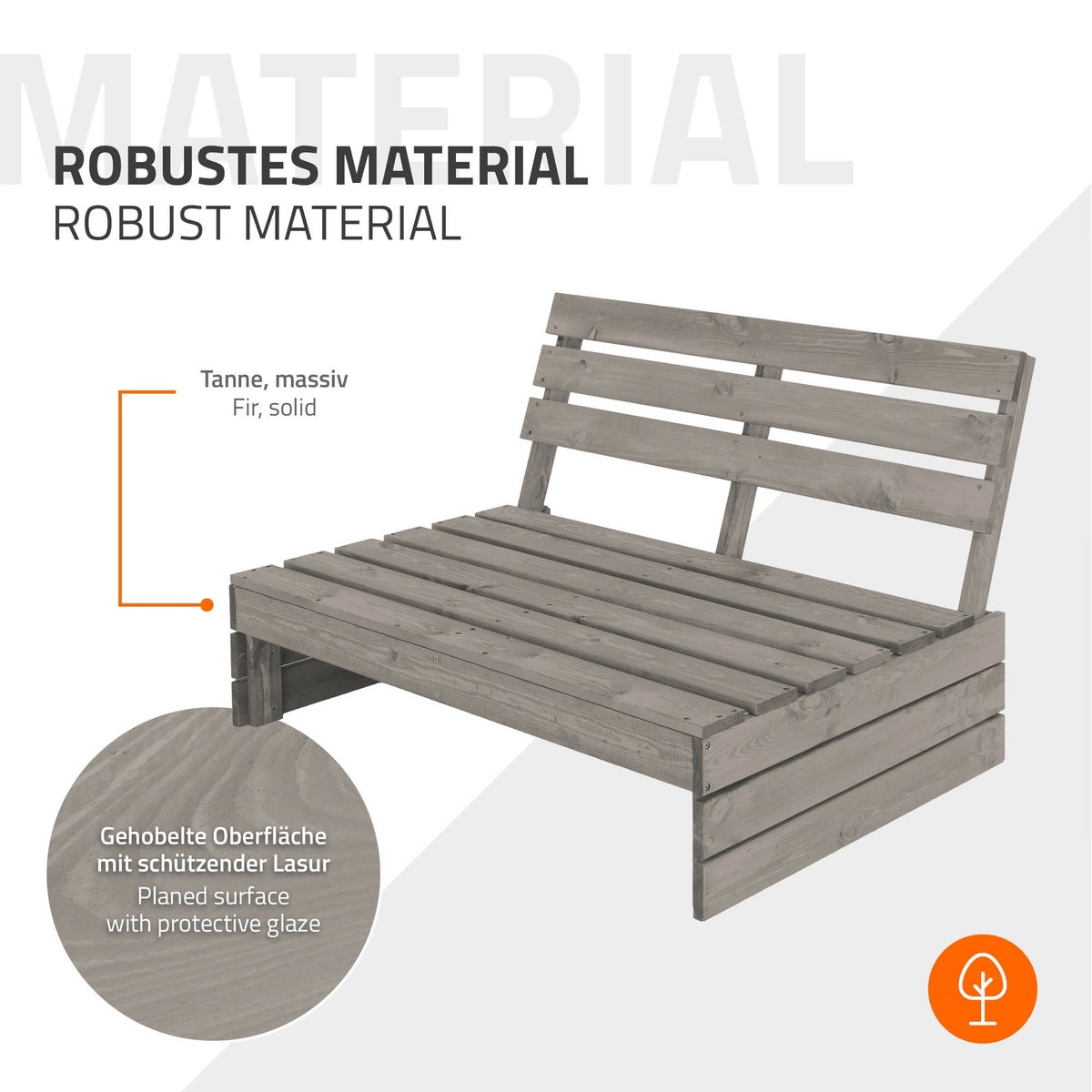 ECD Germany 3-delige tuinmeubelset, 3-zits tuinbank met 2 Adirondack tuinstoelen, massief hout, grijs, bank met rugleuning, parkbank, houten bank, loungeset, tuinfauteuil, fauteuil