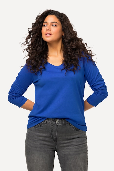 Shirt, Slim, V-Ausschnitt, Langarm