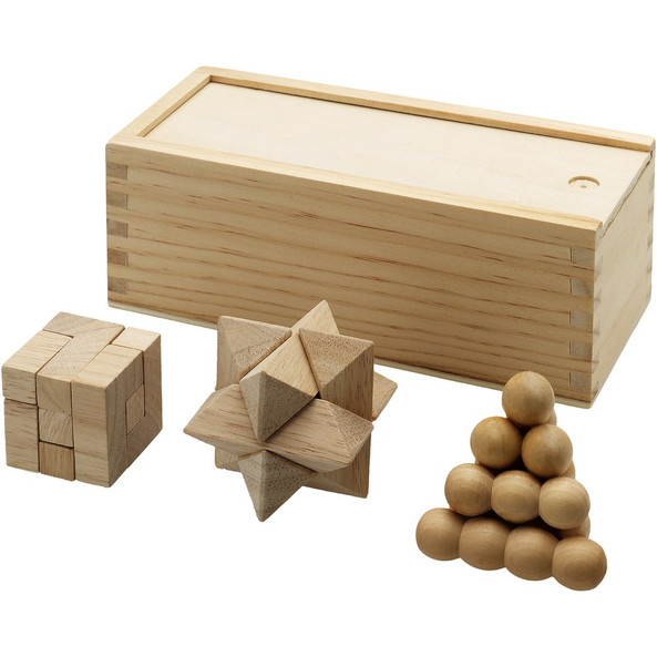 EgotierPro 110029 - Casse-tête chinois Brainiac 3 pièces en bois