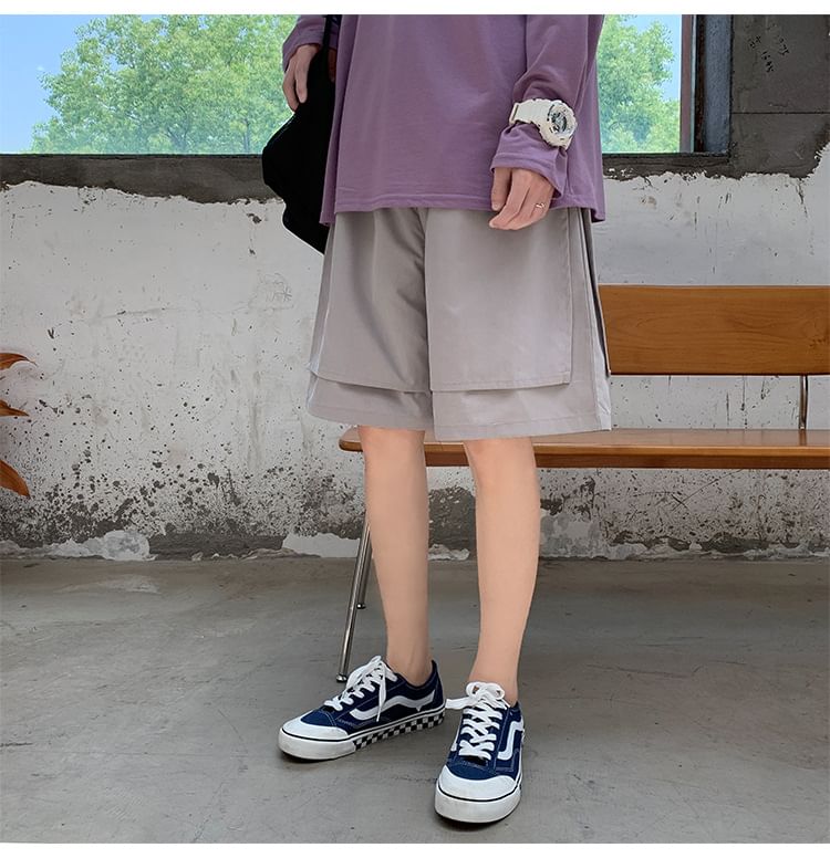 POSI - Mock tweedelige shorts met trekkoord in de taille