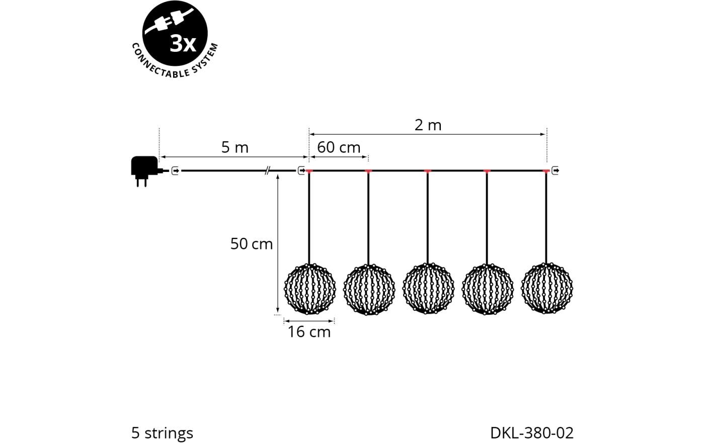 LED-Lichtervorhang Royal Ball 550 LED, Ø 16 cmLED Weihnachtsdekoration für den Innen- und Aussenbereich