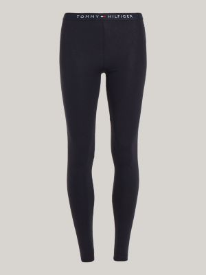 Calça legging comprida com cós elástico e logo