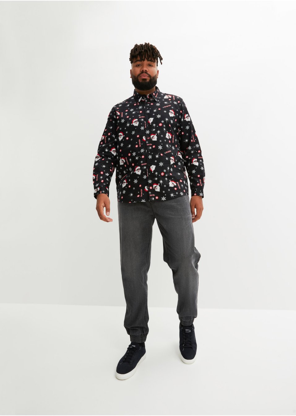 Chemise manches longues avec imprimé de Noël, Slim Fit