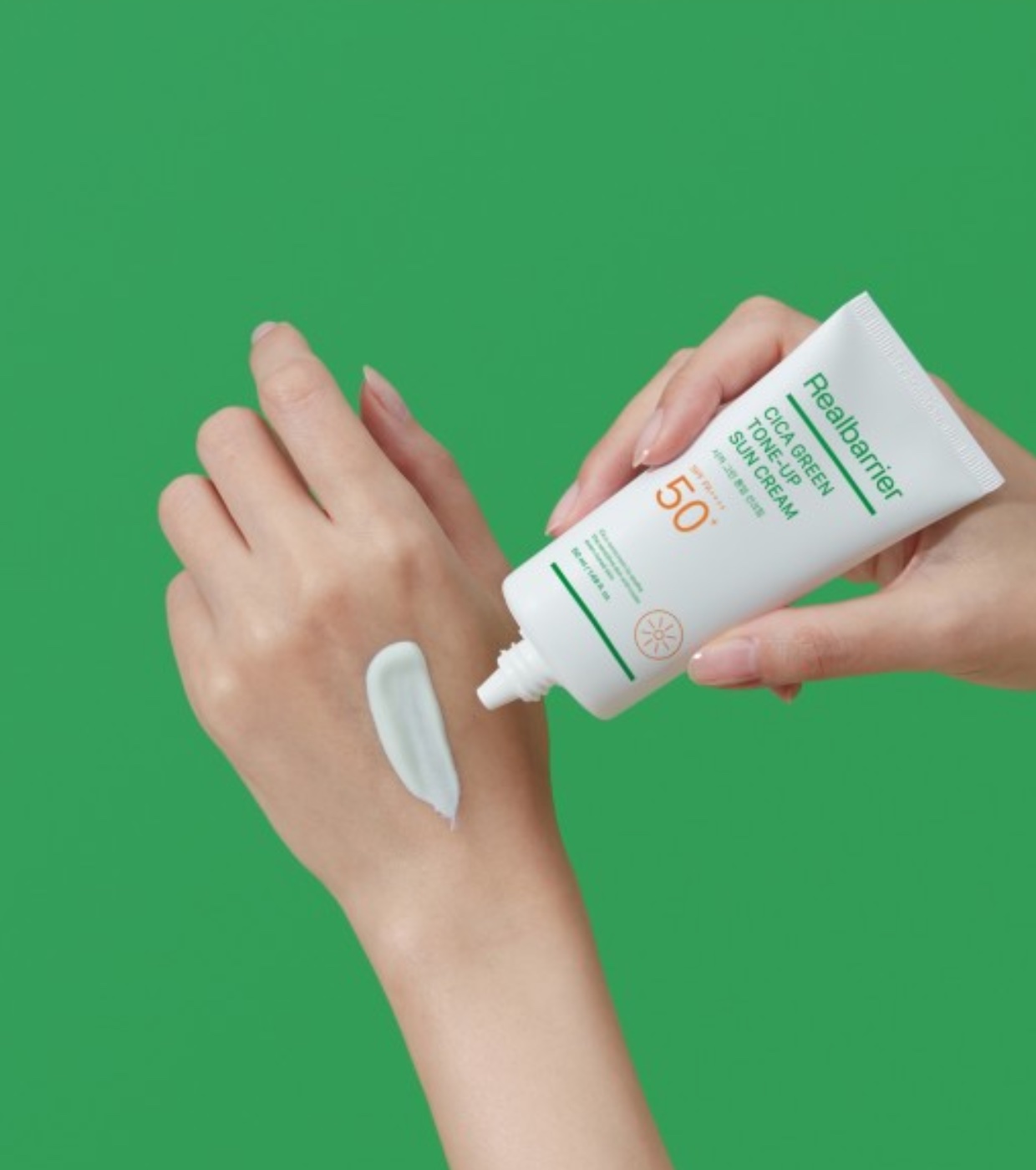 Real Barrier - Protetor solar com Centella Asiatica CICA Green Tone-Up SPF 50 PA++++ - Pele sensível e avermelhada