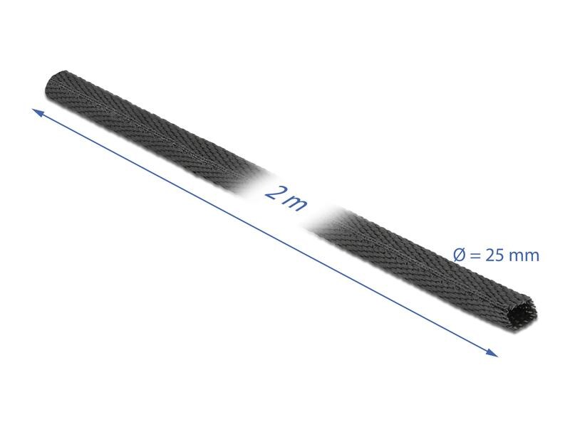 Delock Gewebeschrumpfschlauch 2 m x 25 mm Schwarz Delock Gewebeschrumpfschlauch 2 m x 25 mm Schrumpfungsrate 2:1 schwarz