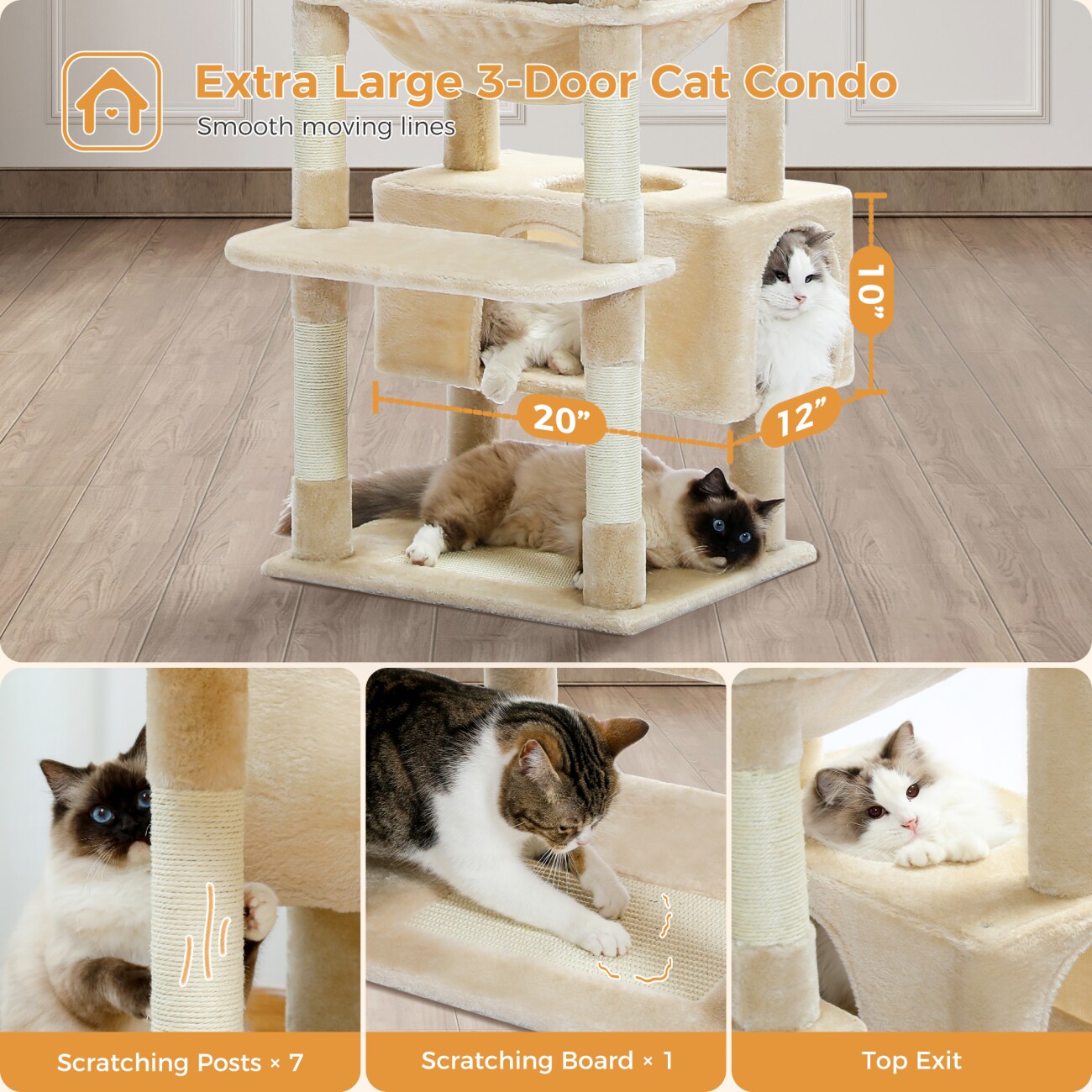 Pawz Road Großer Katzenbaum 184 cm beige