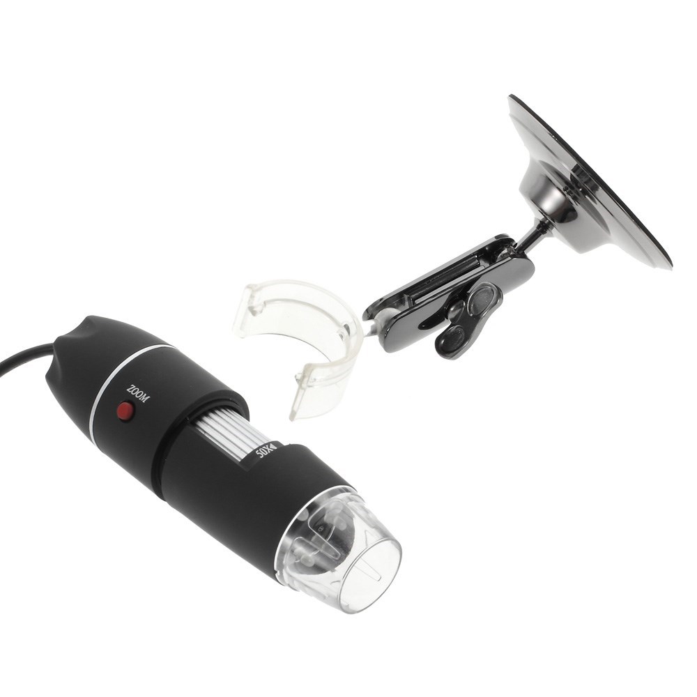 Portables USB 2.0 8-LED Digital Mikroskop (50x-500x) 1.3MP Video Kamera - Schwarz