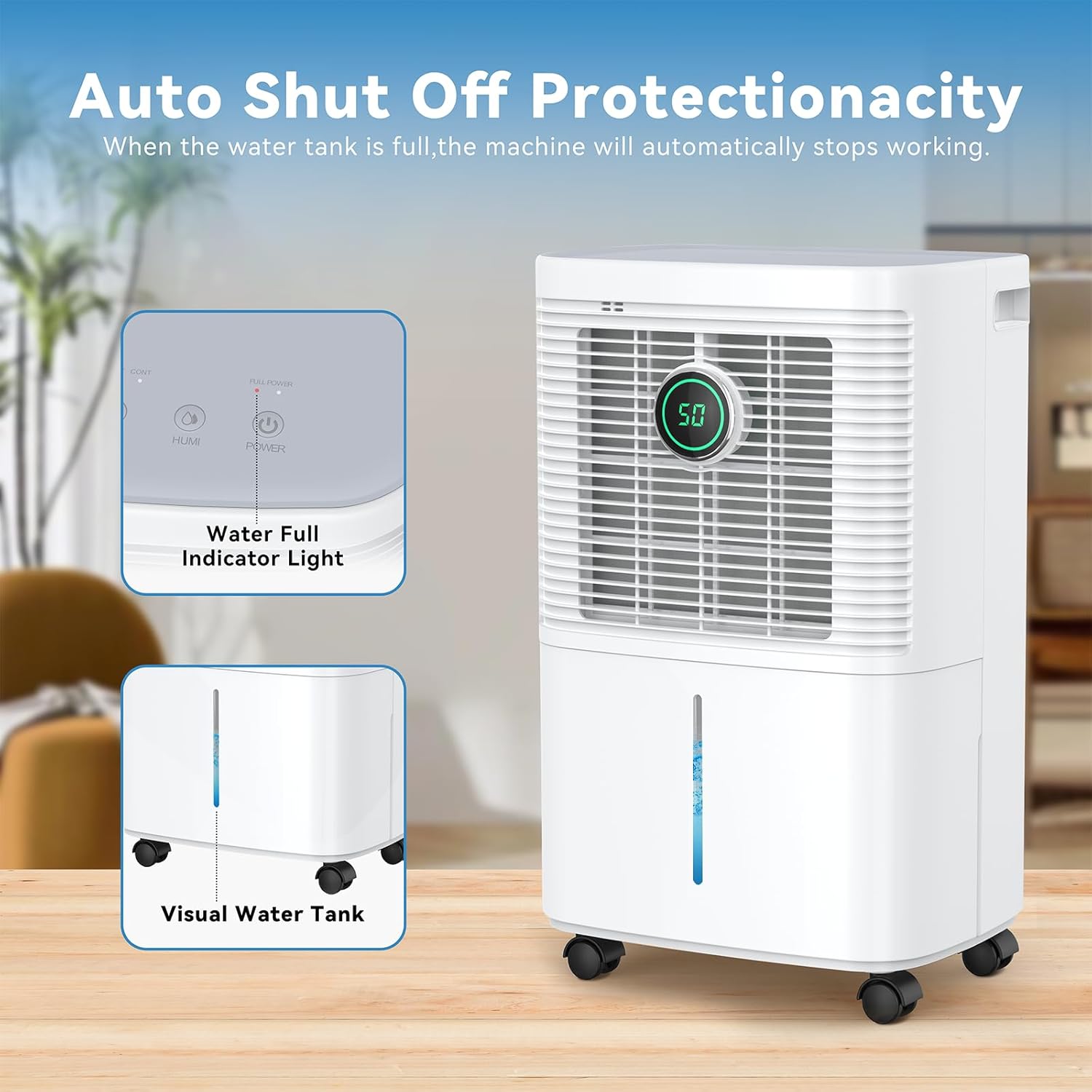 Innvitop Deshumidificateur d Air Electrique 12L/Jour Con Display d’Humidité, 3 Modes, Anti Moisissure, Déshumidificateur Maison ave Mode Séchage des Vetements, Arrêt Temporisé, Cave, Chambre, Bain