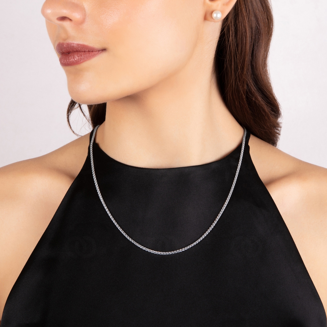 Zopfkette 750/18 K Weissgold 2.1mm