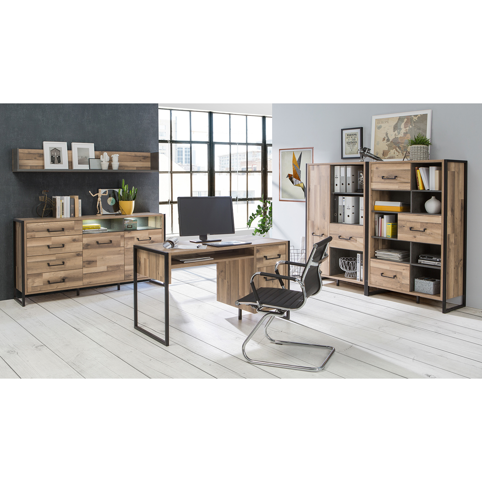 Regal - Stabeiche - Betonoptik - 94 cm breit