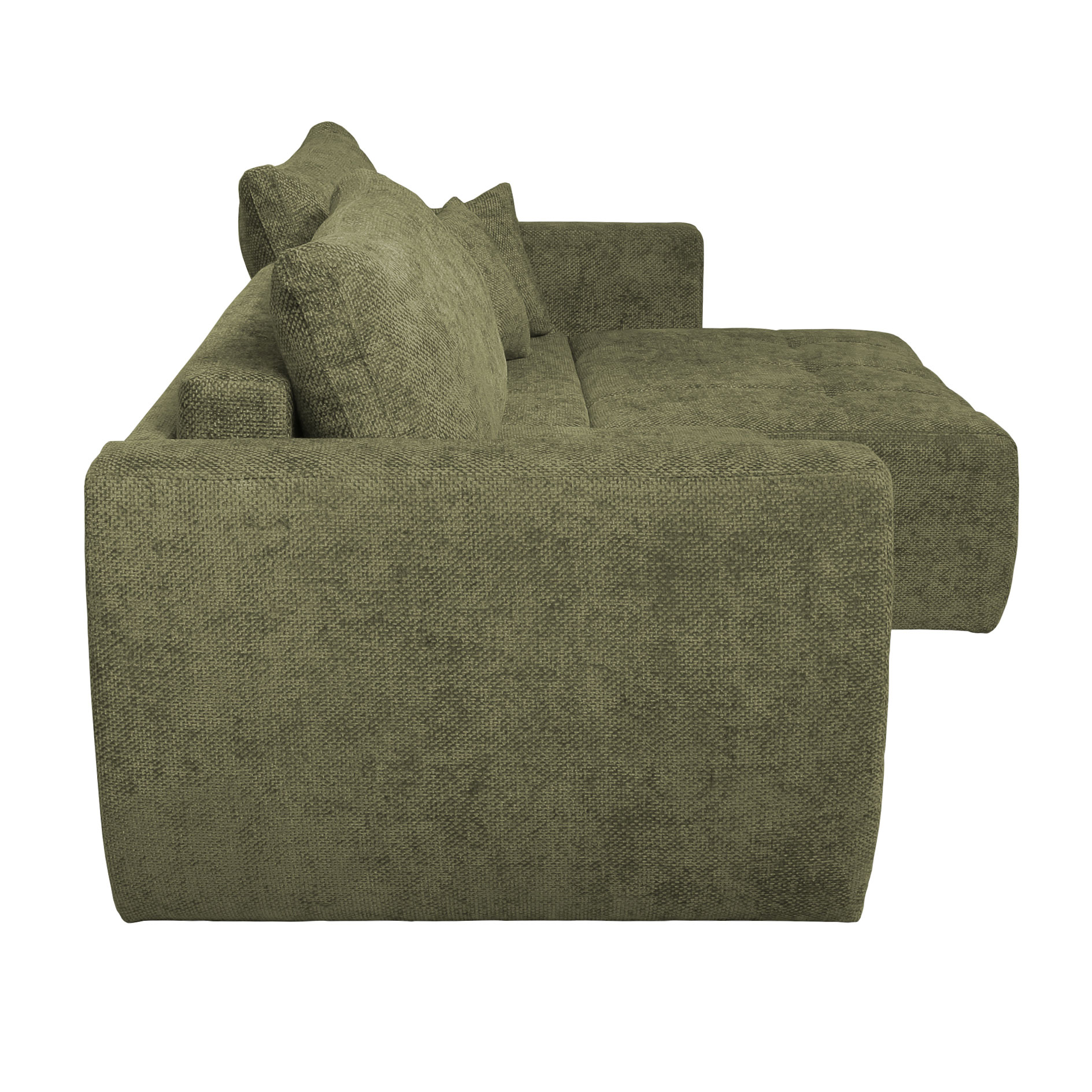 Big Sofa - olive - mit Staukasten und Liegefunktion - 245 cm