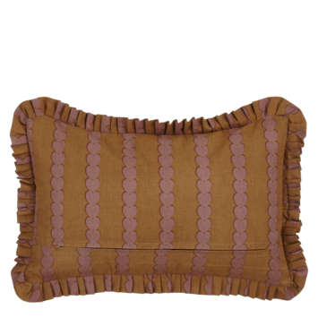Kussen streep ruffled hart bruin 55 x 53 cm