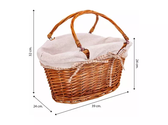 Panier en osier doublé 39x24x24/32h cm