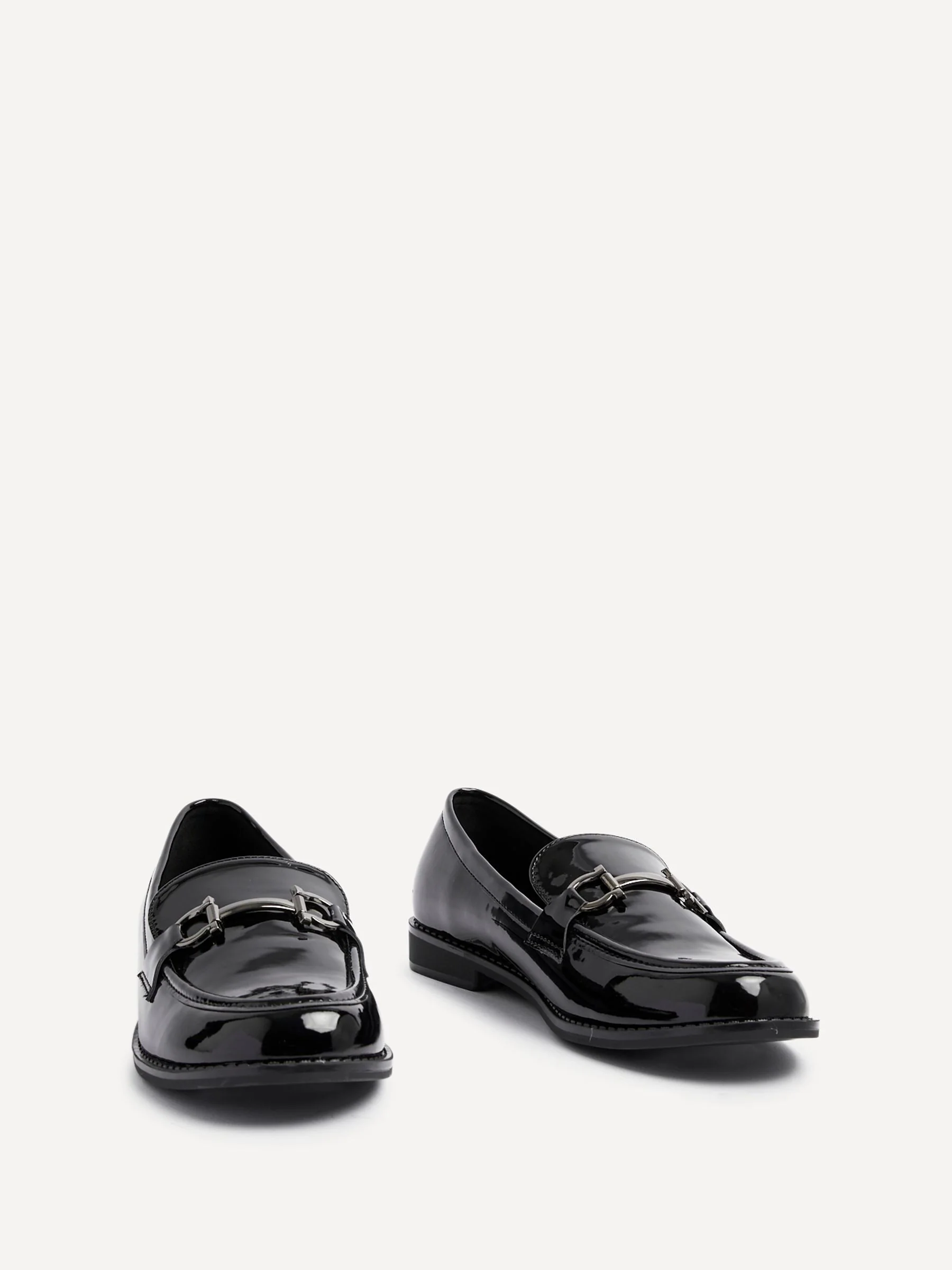 Linzi Belle Patent Slip-Ons Leather Loafers With Gold Trim