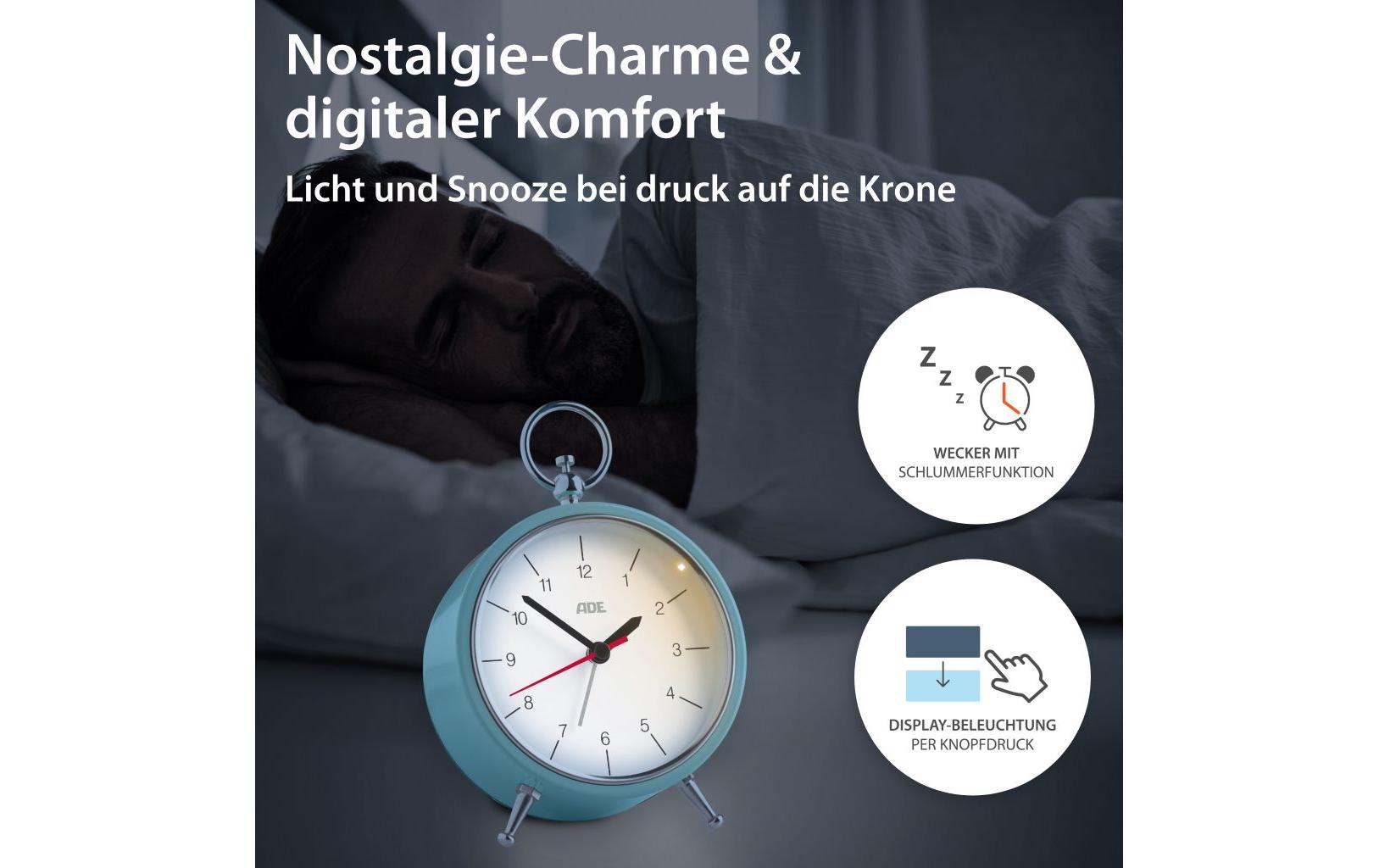 Klassischer Wecker Retro HellblauAnaloger Wecker im nostalgischen Design