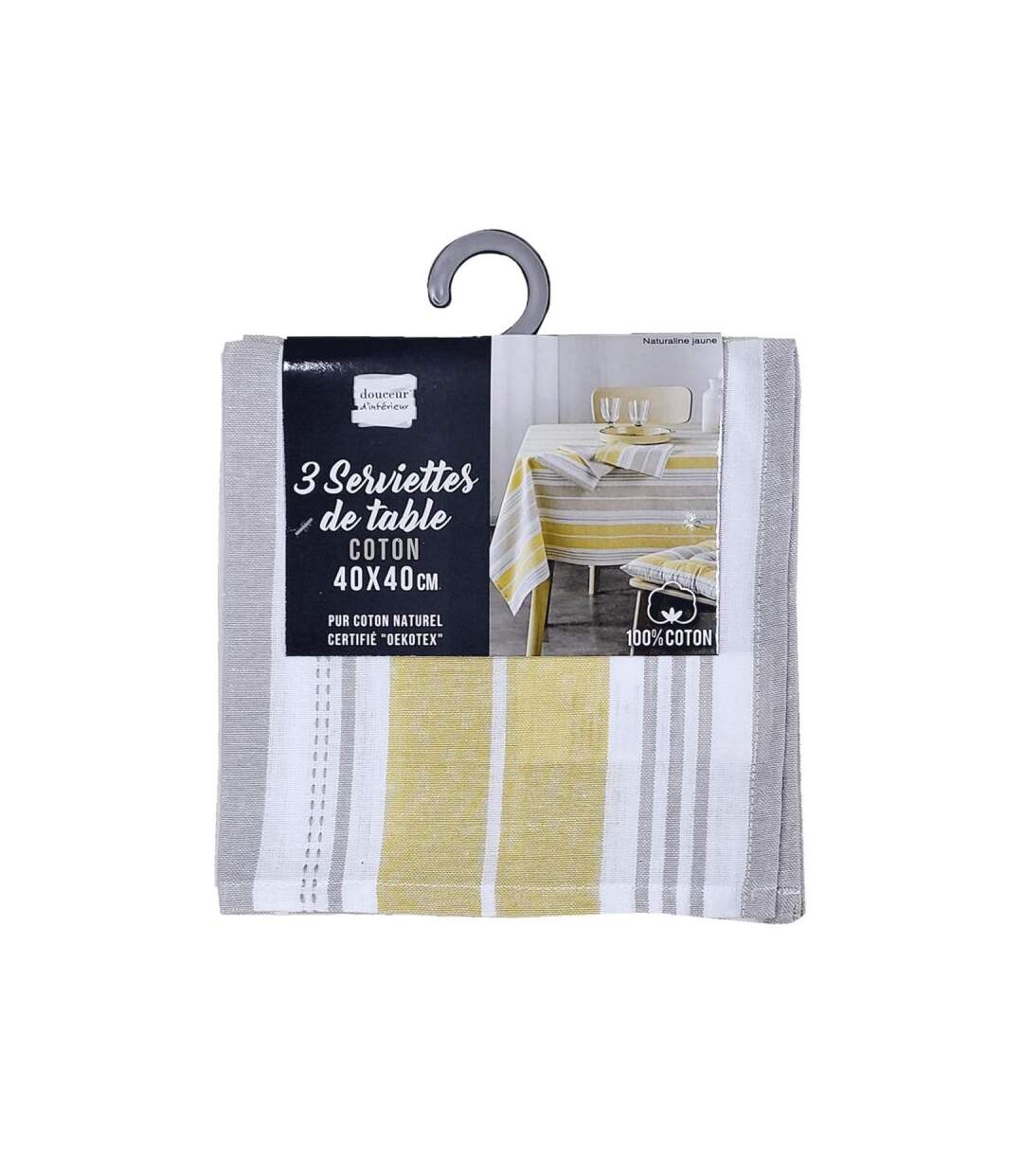 Lot de 3 Serviettes de Table Naturaline 40x40cm Jaune