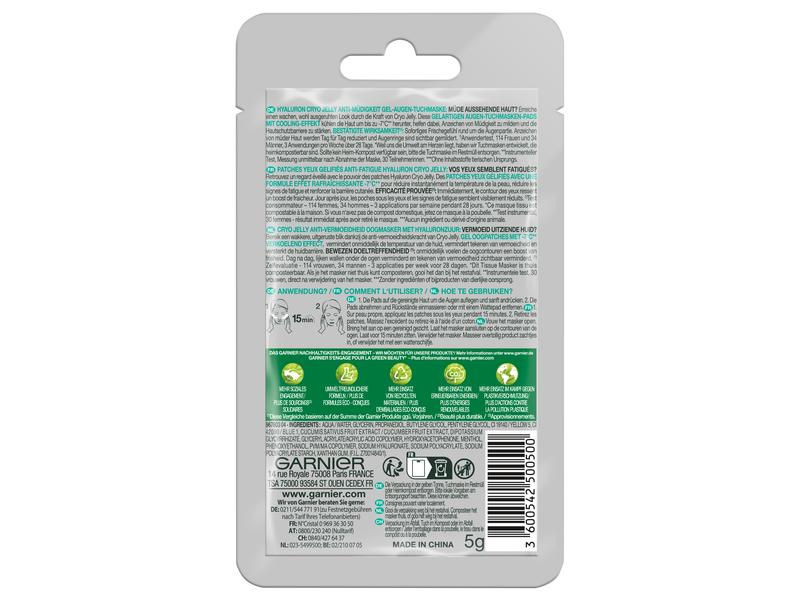 Garnier Augenmaske Cryo Jelly Eye 1 Stück Anti-Müdigkeit Gel-Augen-Tuchmaske für einen Cooling-Effekt