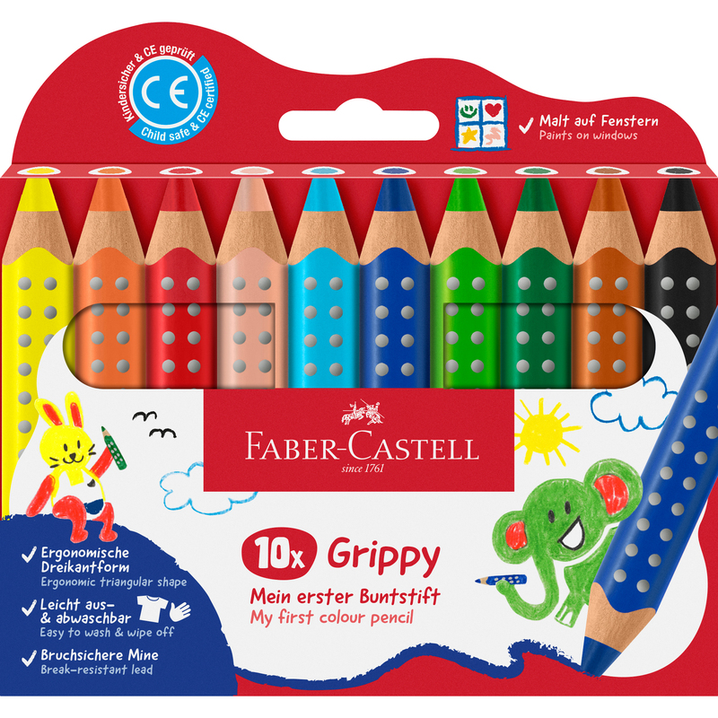 Faber-Castell Farbstifte Grippy, 10 Stück, assortiert