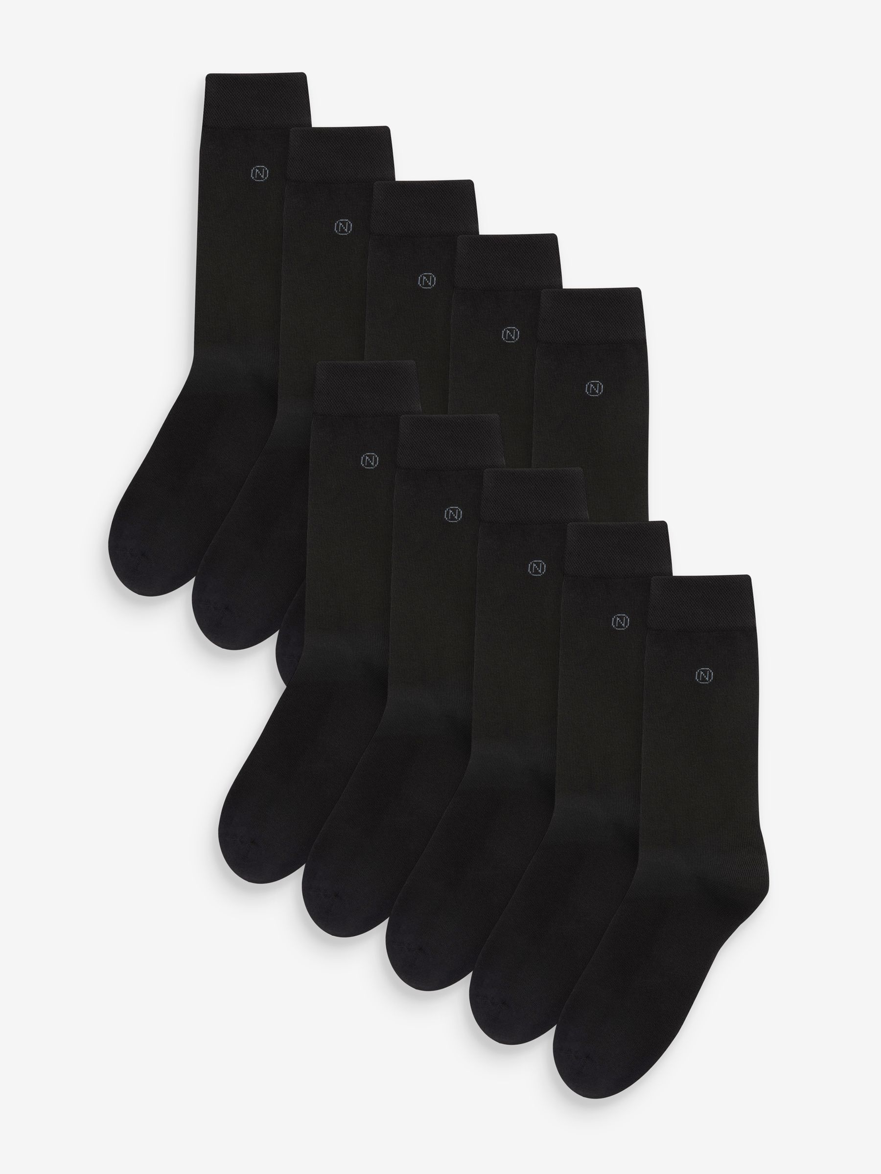 Zwart - Verpakking van 10 - Comfortabele sokken met verzachte zool