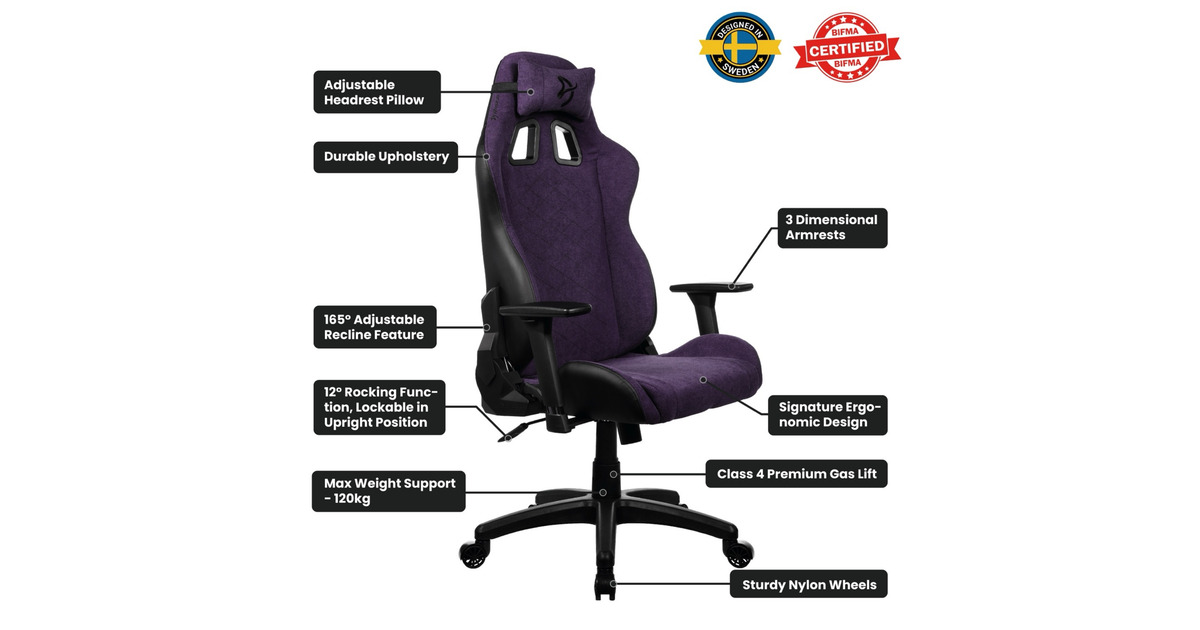 ArozziAvanti Soft Fabric - Pure Purple gamestoel  (Paars)