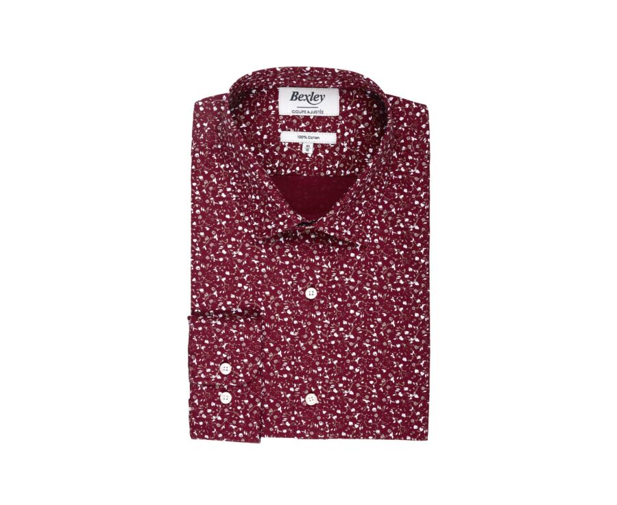 Chemise Rouge Sombre imprimée motif Taupe - MÉDÉRIC