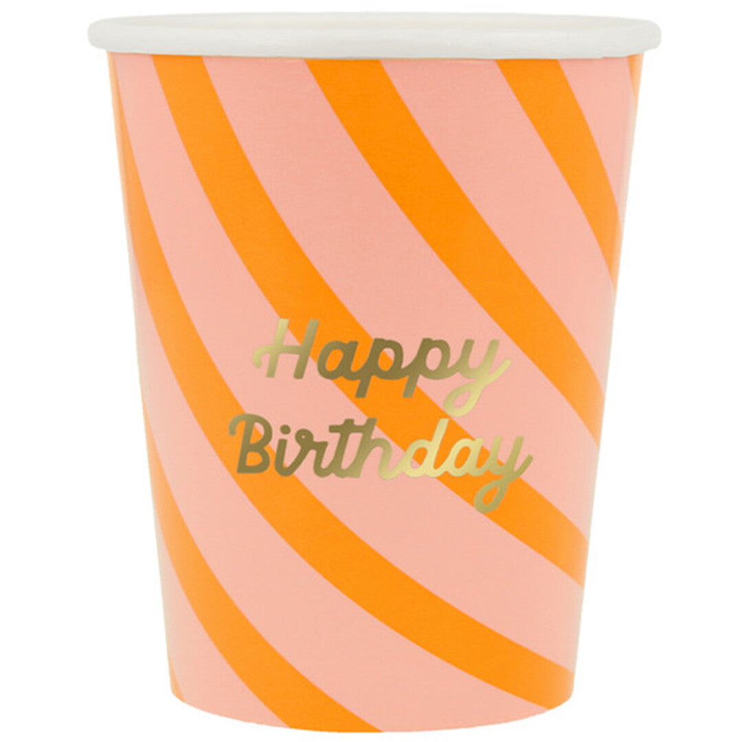 Meri meri bekers happy birthday gestreept