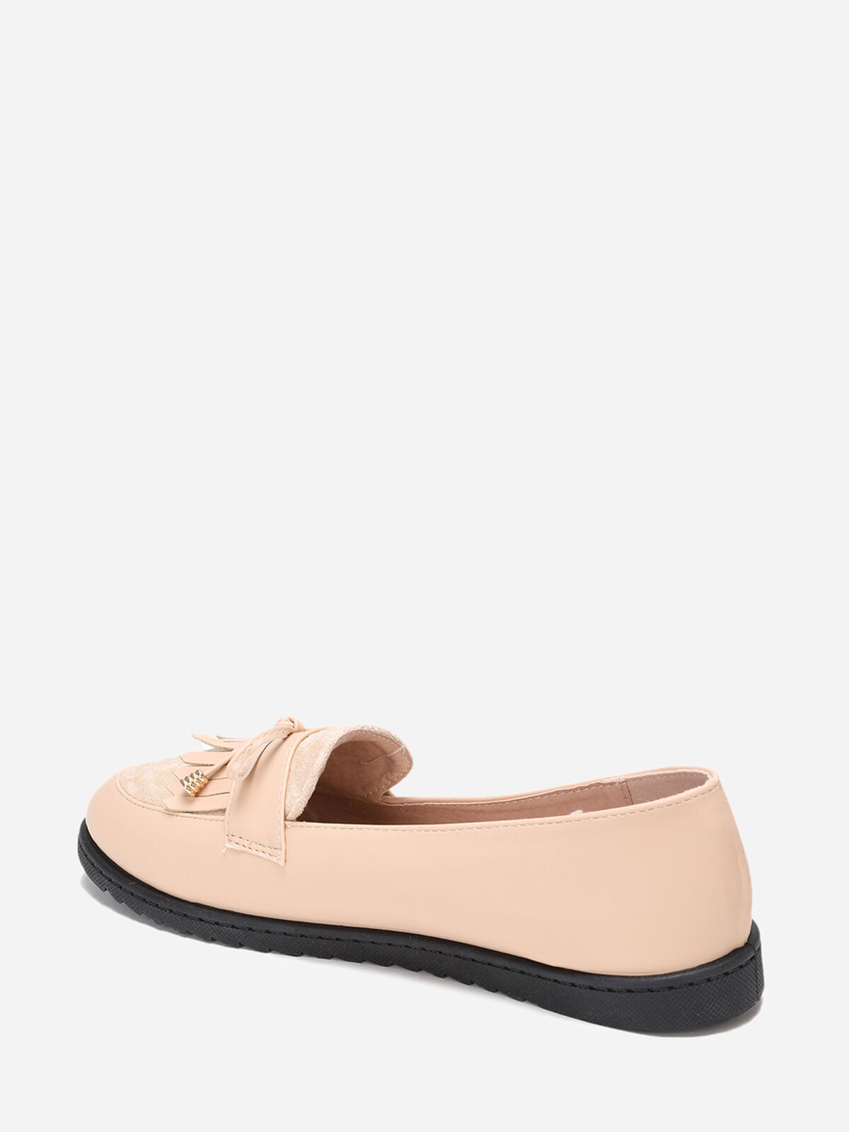 Mocassins bi-matières à nœud- Beige