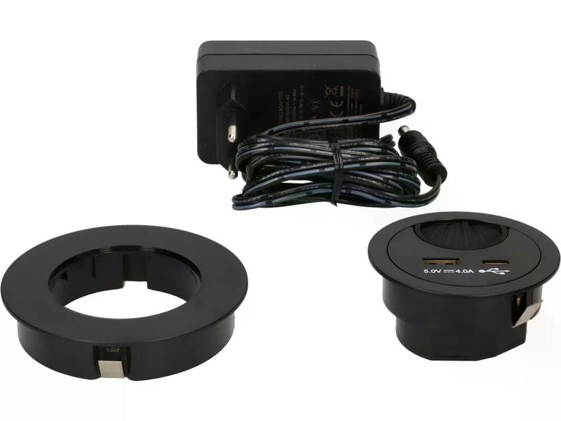 Max Hauri USB-Ladesteckdose USB A C mit Kabeldurchführung, Kabeldurchführung mit USB A und USB C Charger