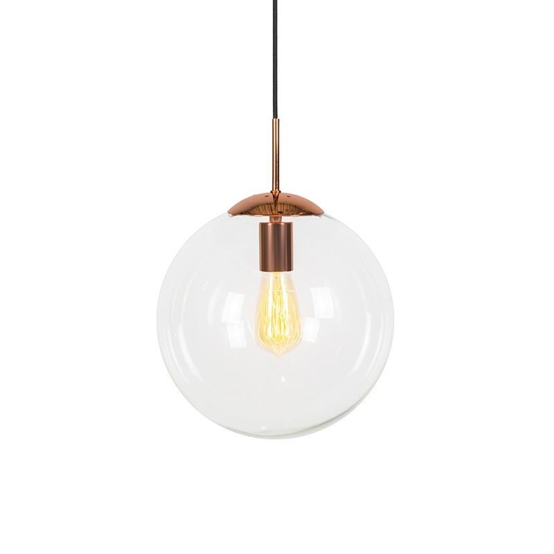 Art deco hanglamp koper met helder glas 30 cm - Ball 30