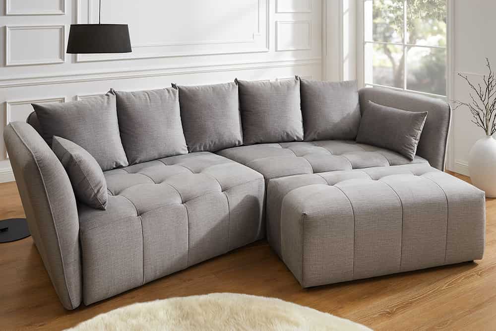 Modernes Big Sofa ROYAL 295cm grau Velours-Strickstoff Federkern XXL-Couch