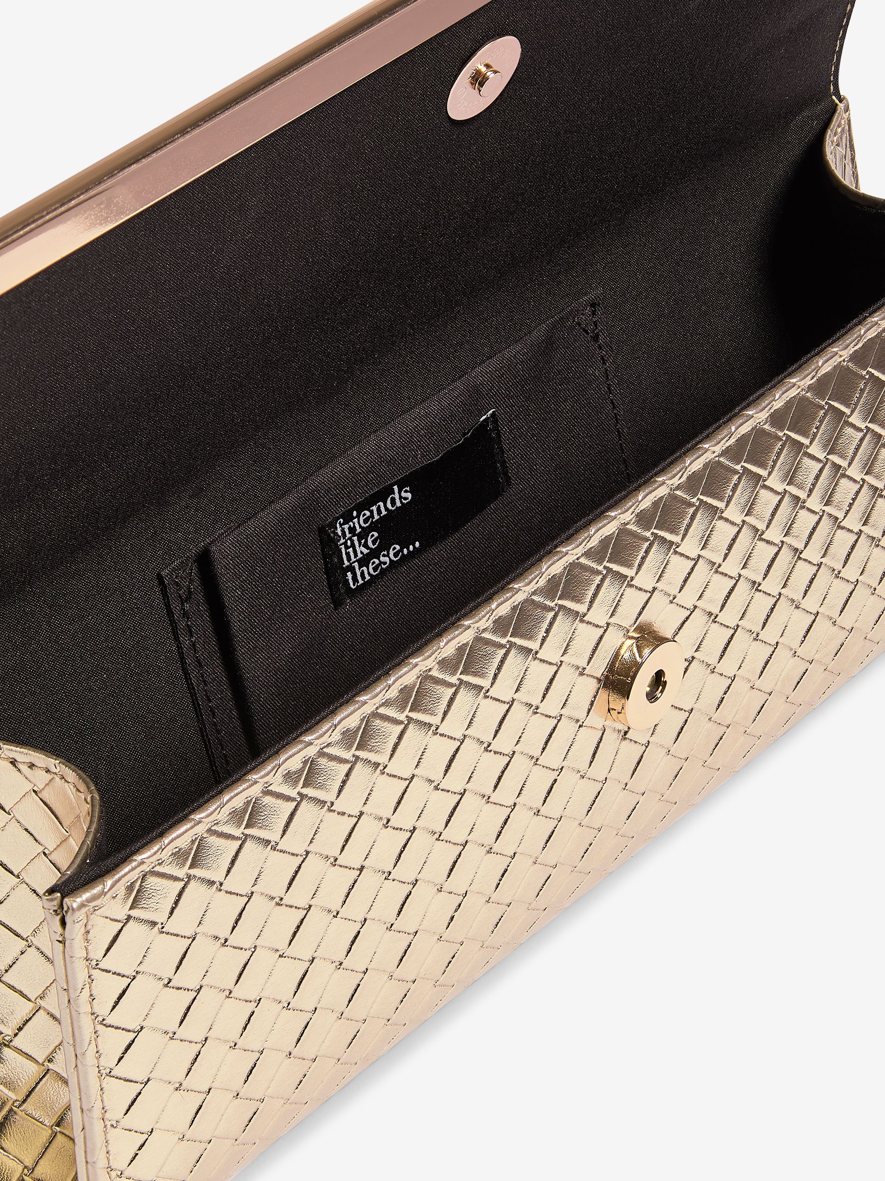 Goud - Friends Like These Top Handle Weave Clutch Bag