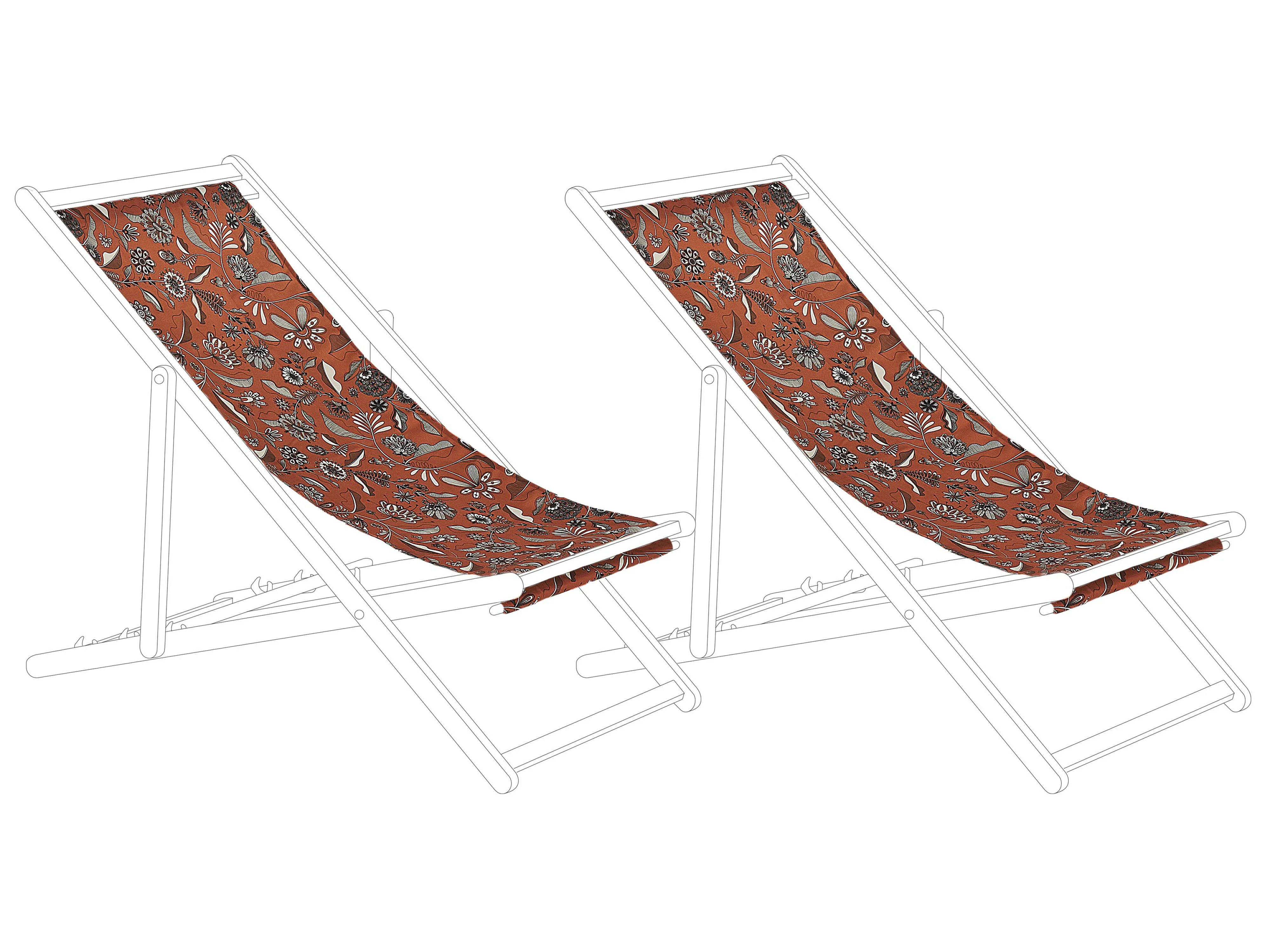 Set van 2 vervangingshoezen voor ligstoel ANZIO/AVELLINO 113 x 44 cm Rood