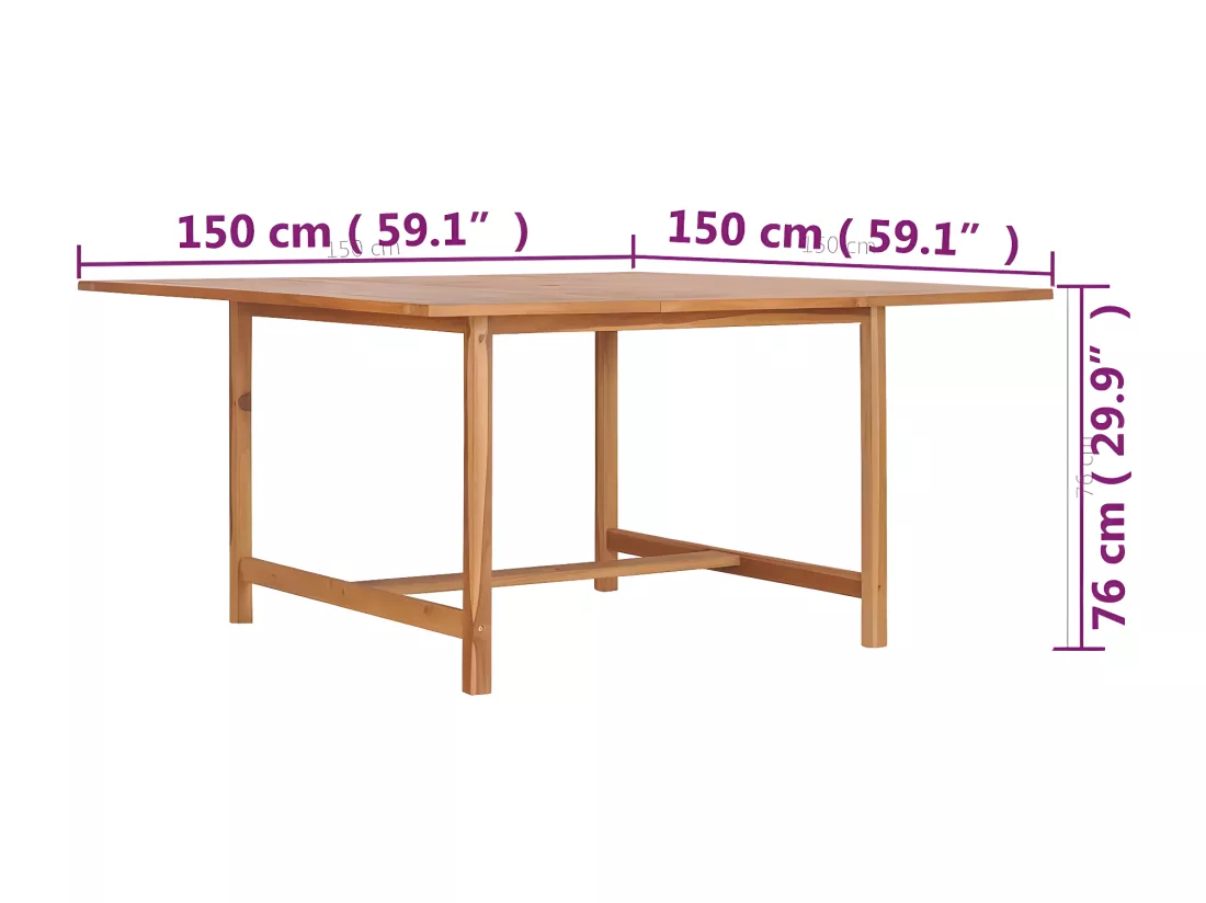 Prolenta Premium - Table de jardin 150x150x76 cm Bois de teck solide