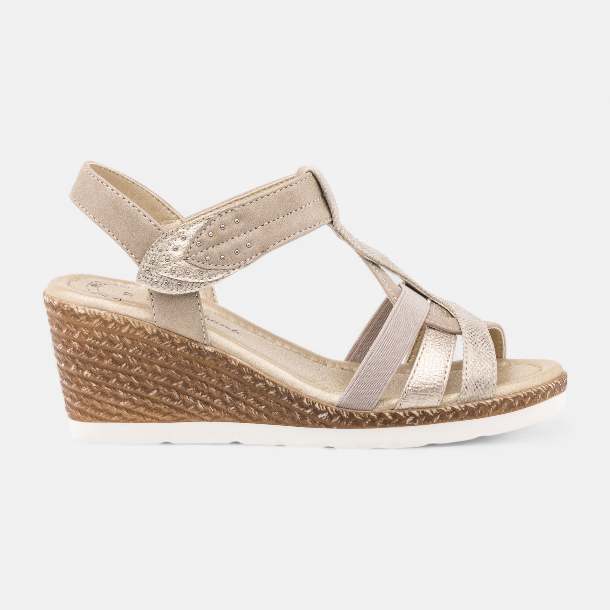 Sandales à talon compensé Femme or