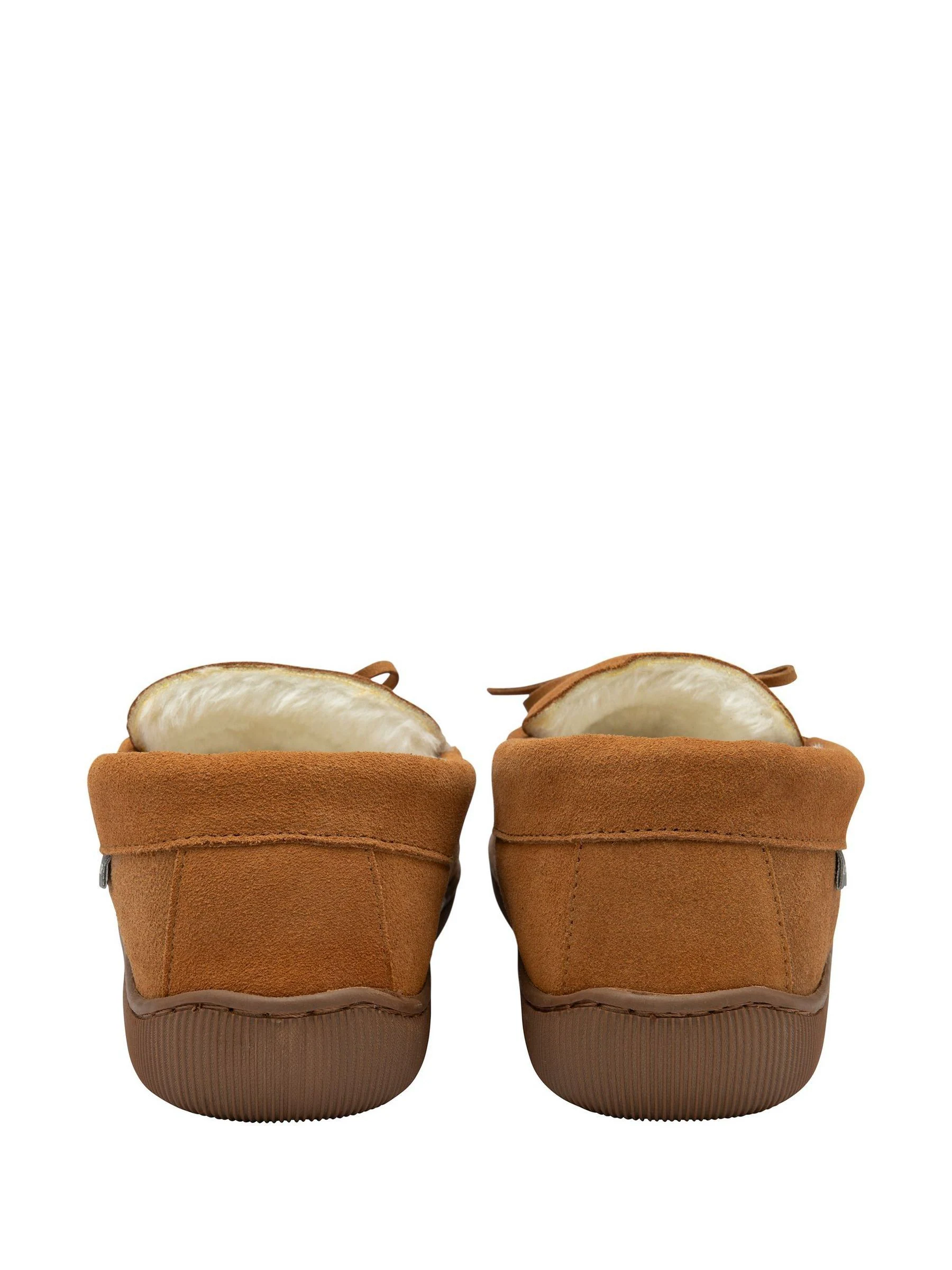 Dunlop heren leren moccasinpantoffels met imitatiebontvoering