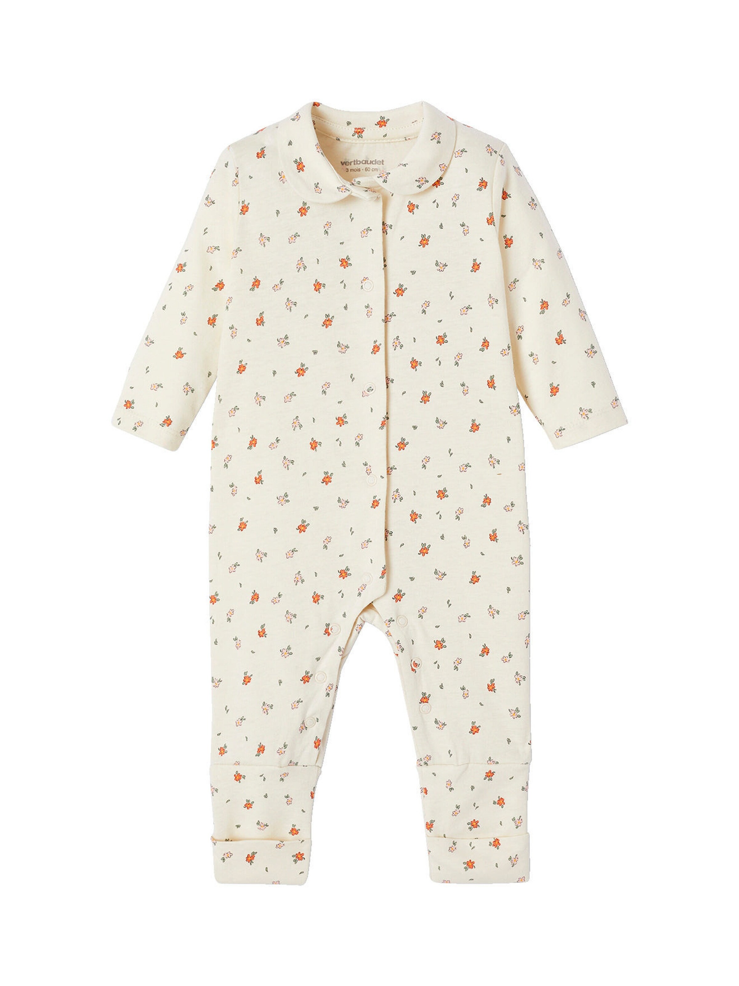 Vertbaudet Bio-Kollektion: Baby Strampler mit variablen Füßen wollweiß