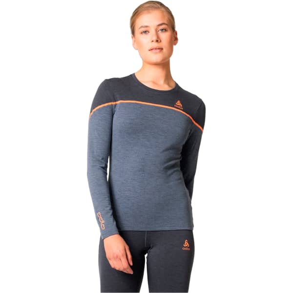 T-shirt thermique ODLO BL TOP CREW NECK L/S REVELSTOKE PW 150 W FOLKSTONE GRAY/INDIA INK MELANGE