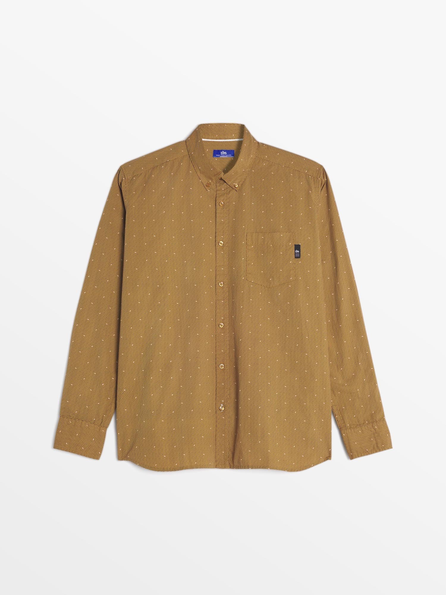 Chemise Homme Micro Motif Coton Jaune