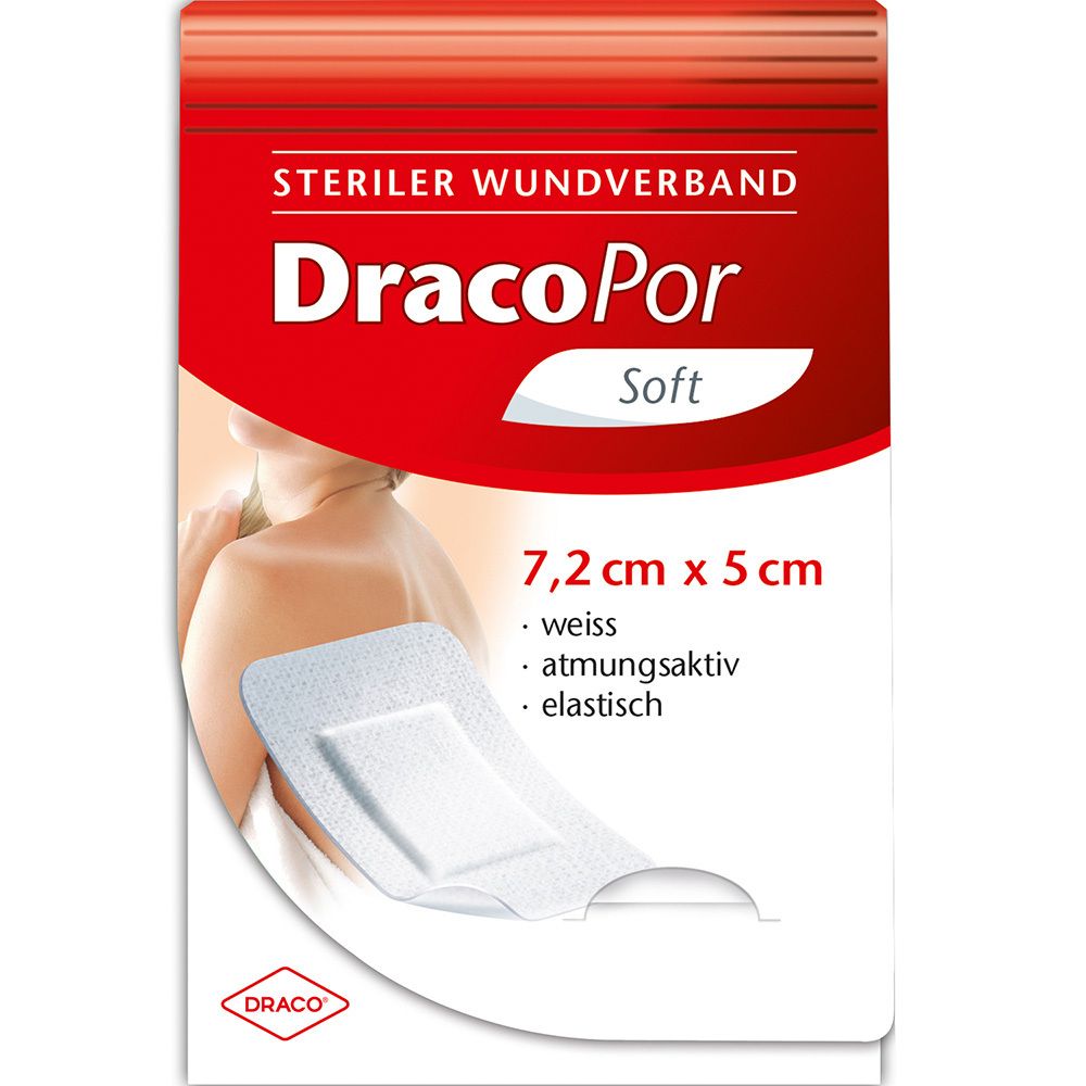 DracoPor Wundverband Soft weiß steril 7,2 cm x 5 cm